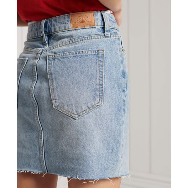 Superdry Kjol Denim Mini Grå 28 Kvinna