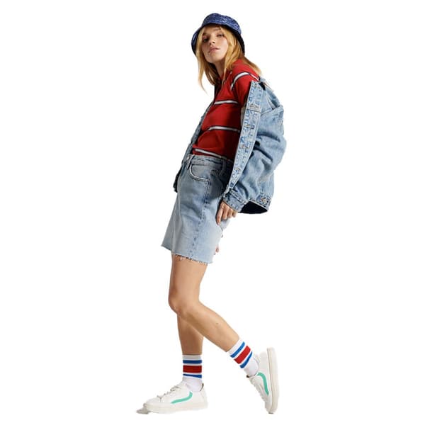 Superdry Kjol Denim Mini Grå 28 Kvinna