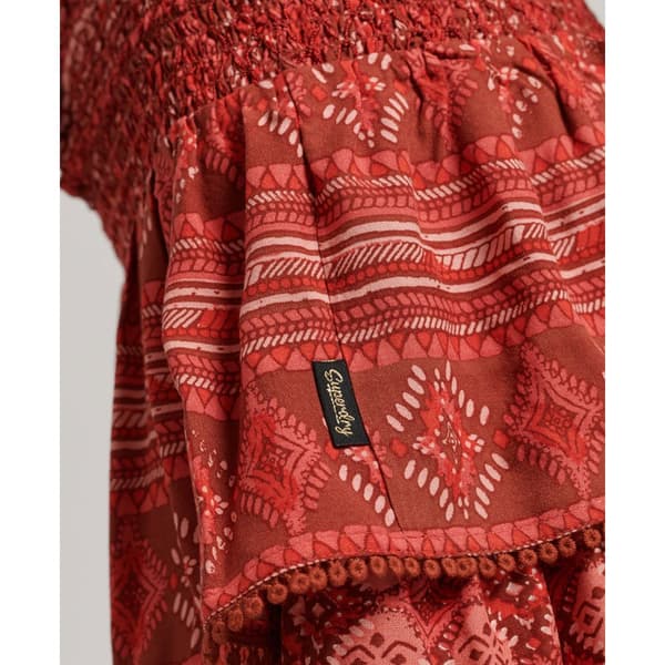 Superdry Kjol Vintage Tiered Mini Röd L Kvinna