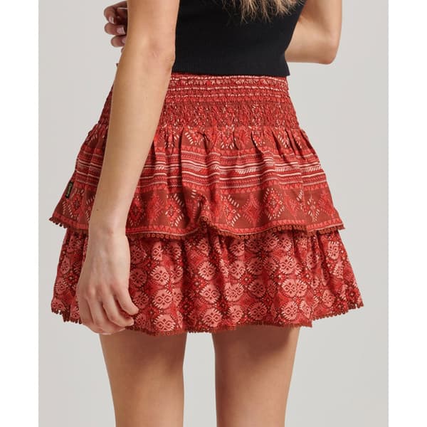 Superdry Nederdel Vintage Tiered Mini Rød XL Kvinde