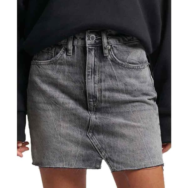 Superdry Kjol Vintage Denim Mini Grå 30 Kvinna