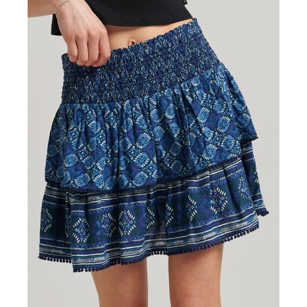 Superdry Kjol Vintage Tiered Mini Blå XL Kvinna