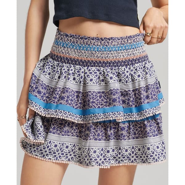 Superdry Nederdel Vintage Tiered Mini Blå 2XS Kvinde