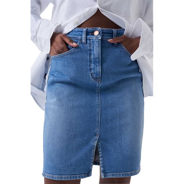 Salsa Jeans Midi Kjol Push In Secret Glamour Denim Blå 32 Kvinna