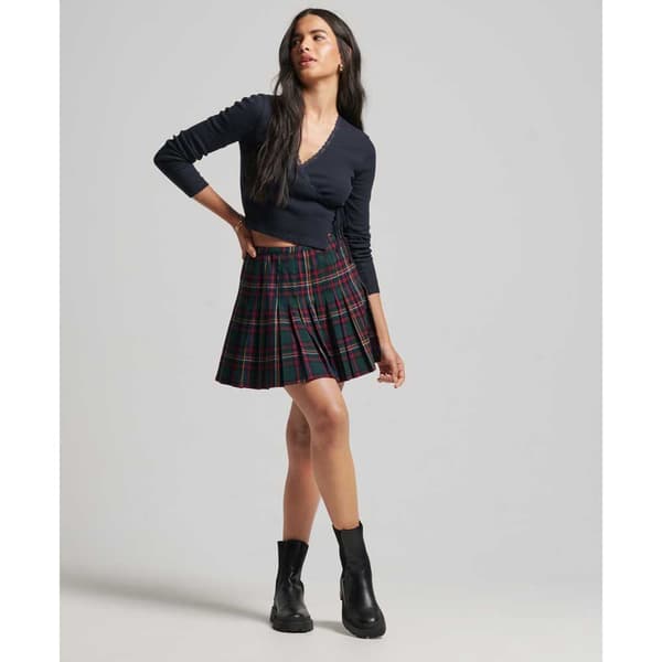 Superdry Mini Kjol Check Grönt XS Kvinna