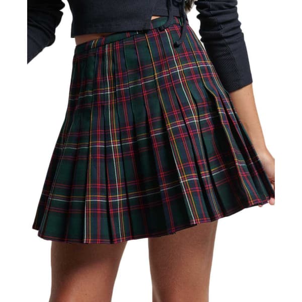 Superdry Mini Kjol Check Grönt M Kvinna