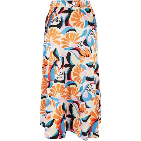 Urban Classics Midi-nederdel Med Mellemtalje Aop Satin Flerfarvet L Kvinde