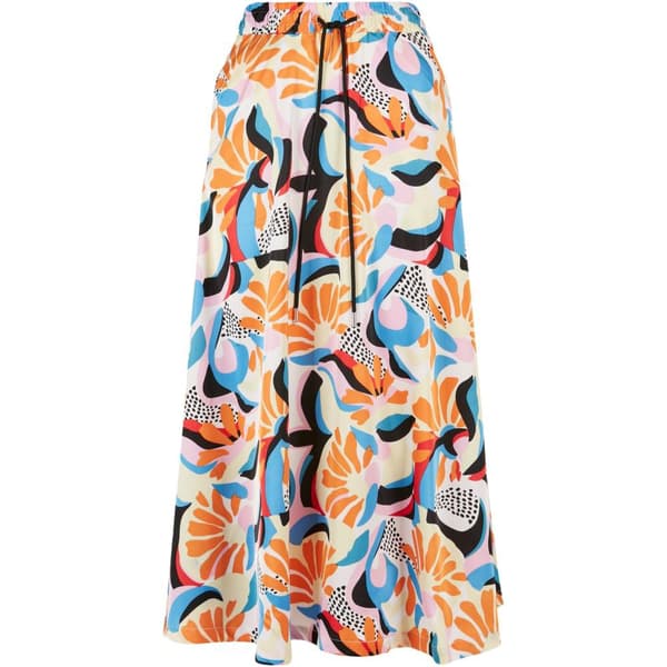 Urban Classics Midi-nederdel Med Mellemtalje Aop Satin Flerfarvet L Kvinde