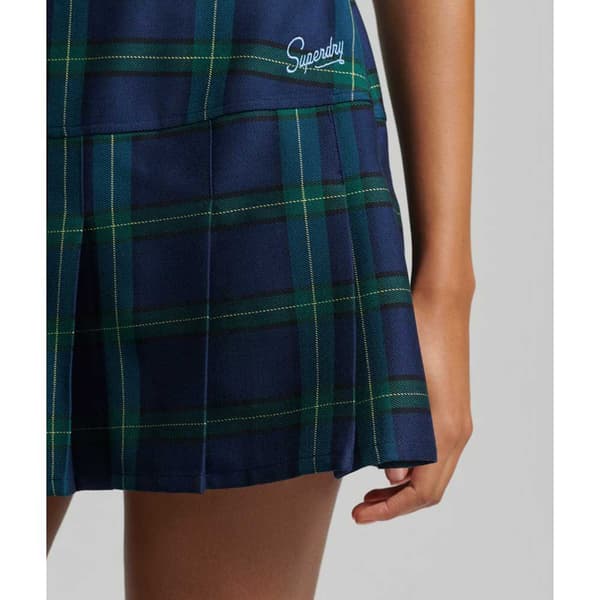 Superdry Kjol Vintage Check Pleat Mini Grönt S Kvinna