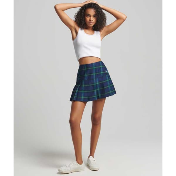 Superdry Kjol Vintage Check Pleat Mini Grönt S Kvinna