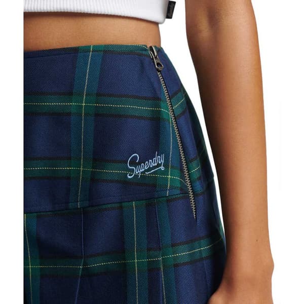 Superdry Kjol Vintage Check Pleat Mini Grönt S Kvinna