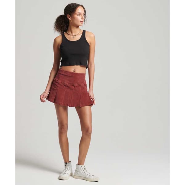 Superdry Hame Vintage Cord Pleat Mini Punainen L Nainen