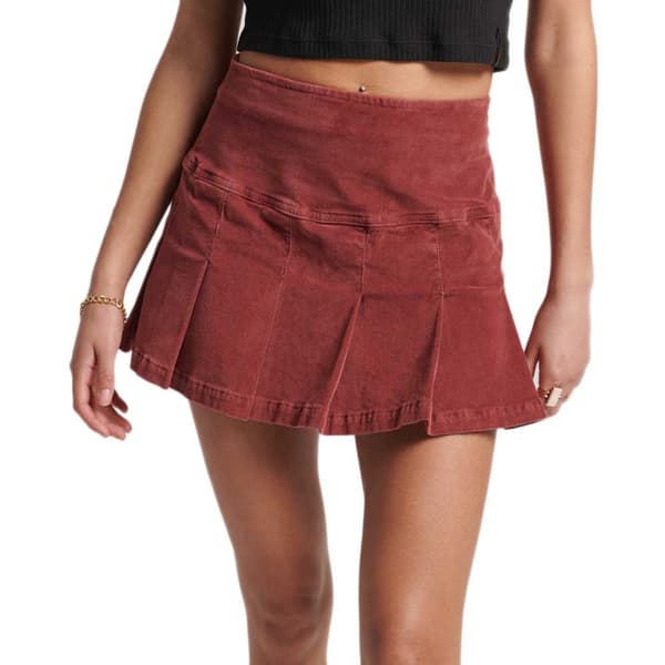 Superdry Kjol Vintage Cord Pleat Mini Röd L Kvinna