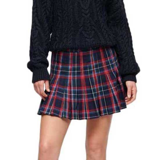 Superdry Mini Kjol Mid Rise Check Röd S Kvinna