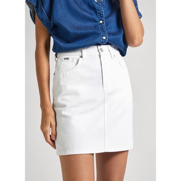 Pepe Jeans Højtaljet Nederdel Mini Coated Beige S Kvinde