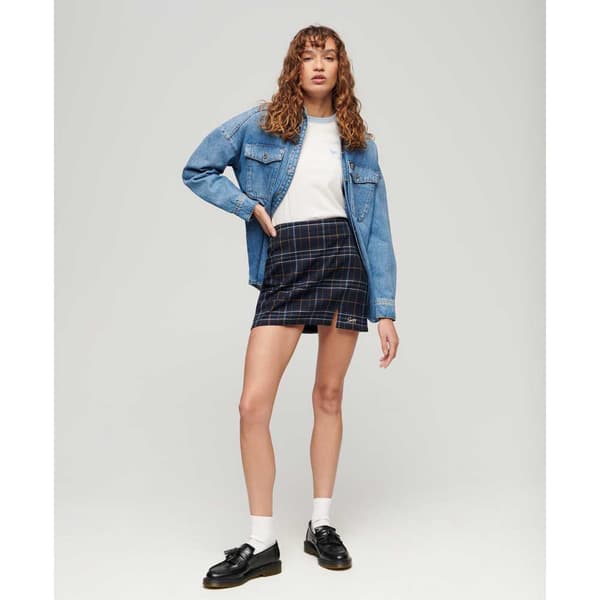 Superdry Check Minikjol Blå M Kvinna