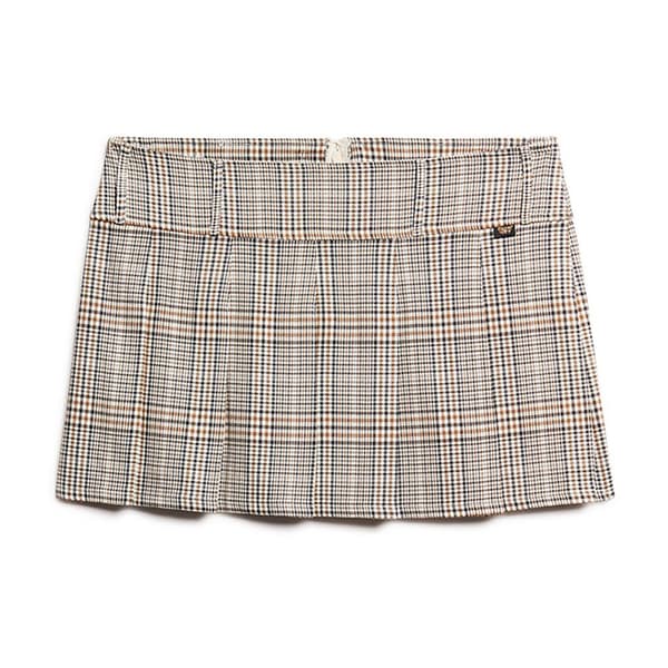 Superdry Low Rise Pleated Kort Kjol Beige M Kvinna