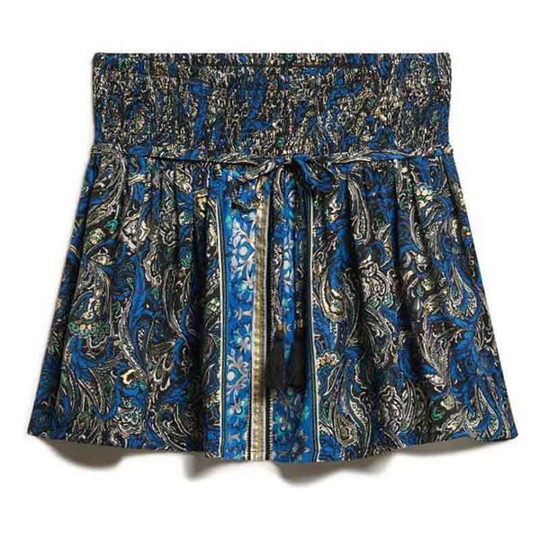 Superdry St Tropez Paisley Kort Nederdel Blå M Kvinde