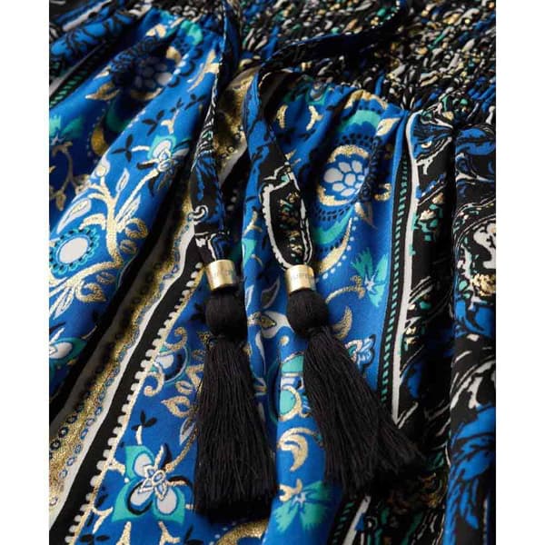Superdry St Tropez Paisley Kort Nederdel Blå M Kvinde