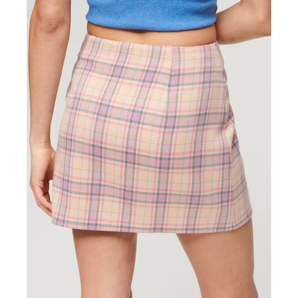 Superdry Check Kort Kjol Rosa M Kvinna