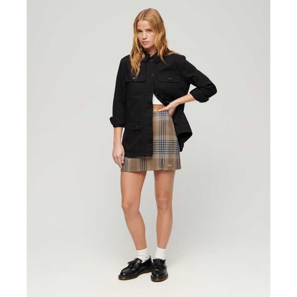 Superdry Check Kort Kjol Brun 2XS Kvinna