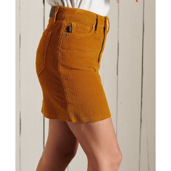 Superdry Denim Kort Nederdel Gul 26 Kvinde