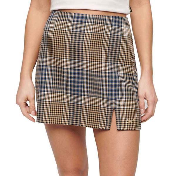 Superdry Check Kort Nederdel Brun XS Kvinde