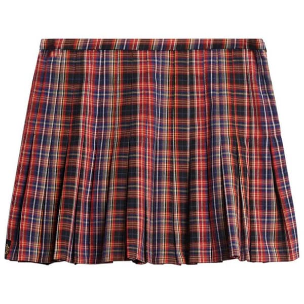 Superdry Mid Rise Check Kort Kjol Röd S Kvinna