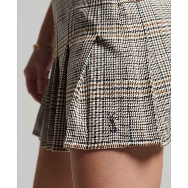 Superdry Vintage Tweed Pleat Mini Kjol Grå S Kvinna