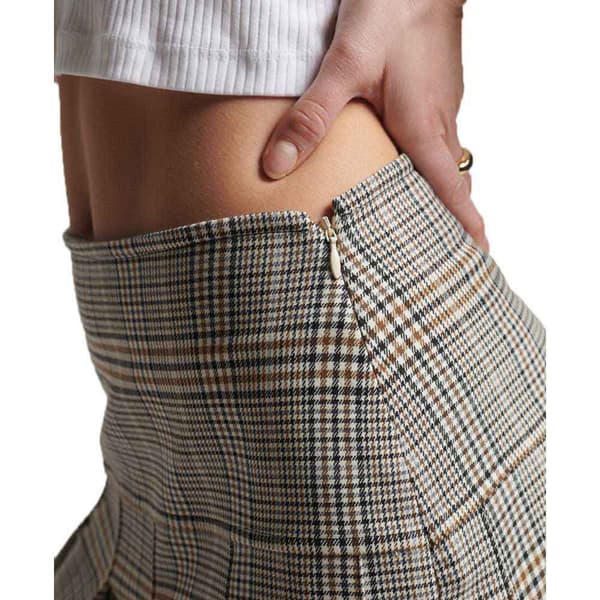 Superdry Vintage Tweed Pleat Mini Kjol Grå S Kvinna