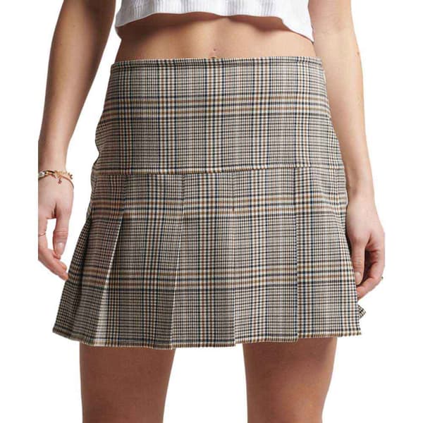 Superdry Vintage Tweed Pleat Mini Kjol Grå S Kvinna