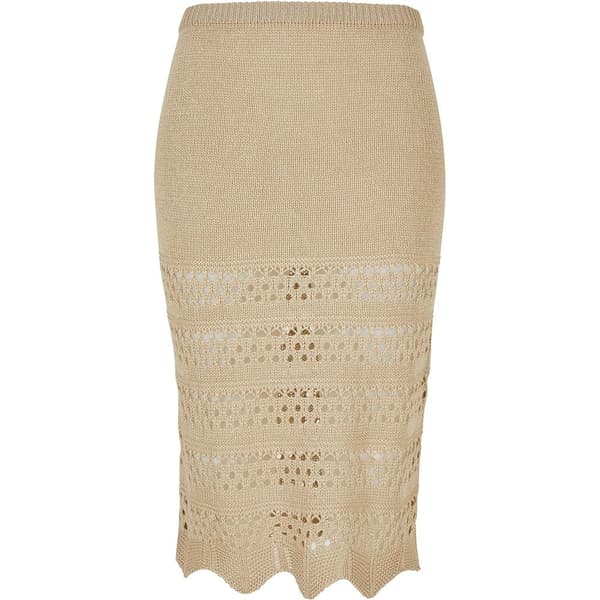 Urban Classics Crochet Midinederdel Beige 4XL Kvinde