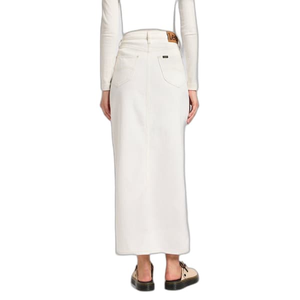 Lee Side Slit Midinederdel Beige 25 Kvinde