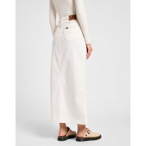 Lee Side Slit Midinederdel Beige 25 Kvinde