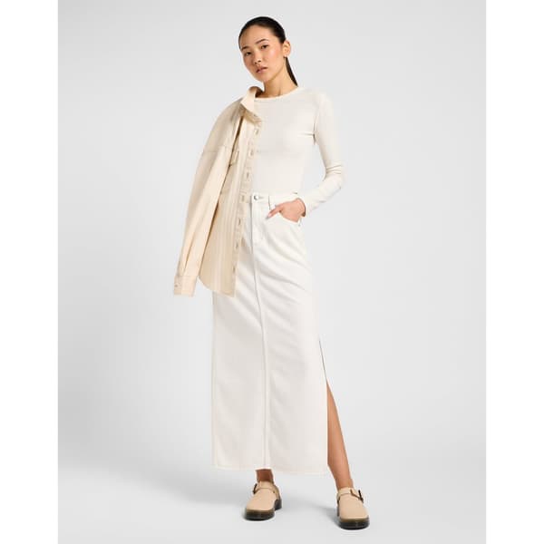 Lee Side Slit Midipituinen Hame Beige 29 Nainen