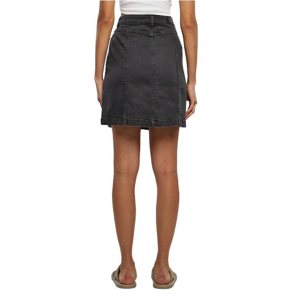 Urban Classics Organic Stretch Button Denim Denimnederdel Sort 32 Kvinde