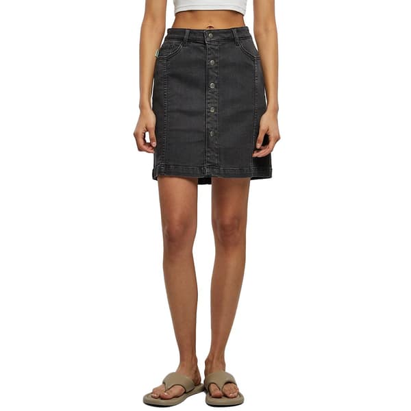 Urban Classics Organic Stretch Button Denim Denimnederdel Sort 32 Kvinde