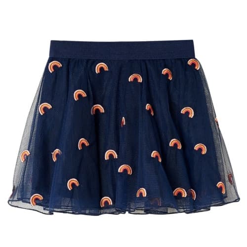 Kjol för barn broderade marinblå 116