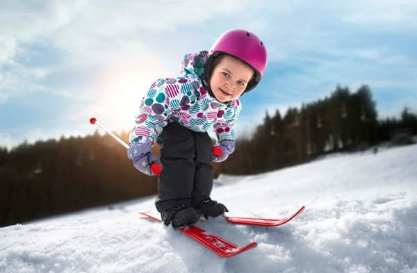 Skidor till Barn 70 cm med skidstavar, Rosa