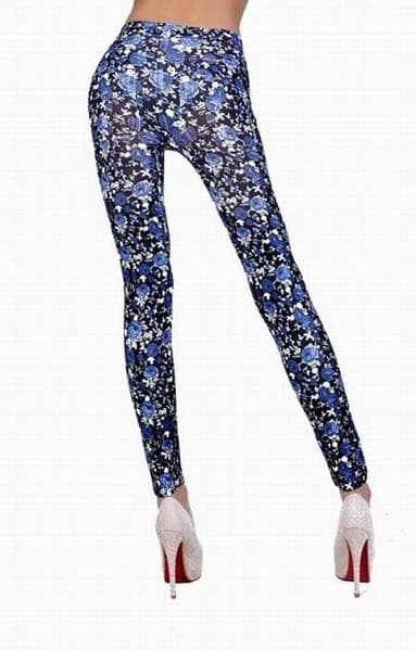 Svarta Leggings med blå rosor