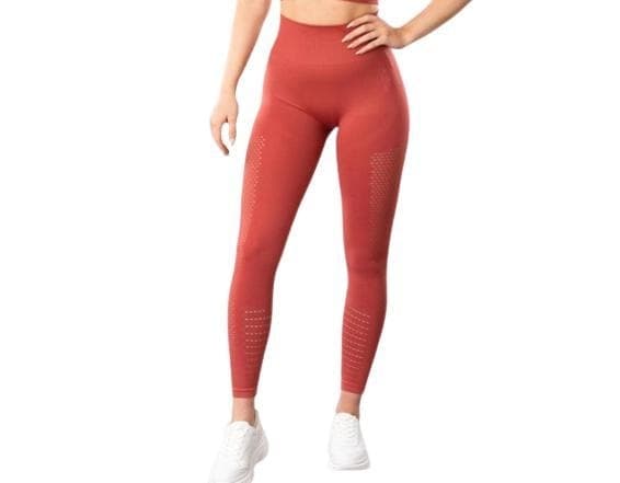 Röda Seamless Tights Leggings Mesh Röd S