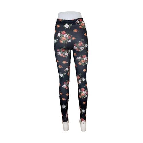 Svarta Leggings med Blommor