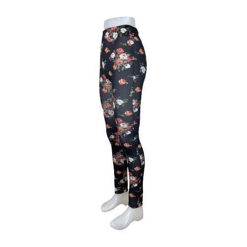 Svarta Leggings med Blommor