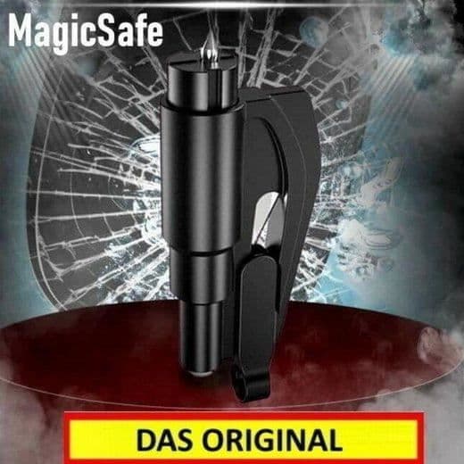 MagicSafe Emergency Hammer - Räddningsverktyg med bältesklippare och glasbrytare - Diverse - Svart