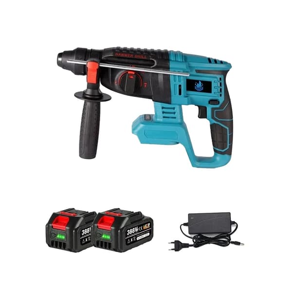 Trådløs Elektrisk Hammer, 1680W Kraft, 26MM Borekapacitet,2X Batteri-Option 5