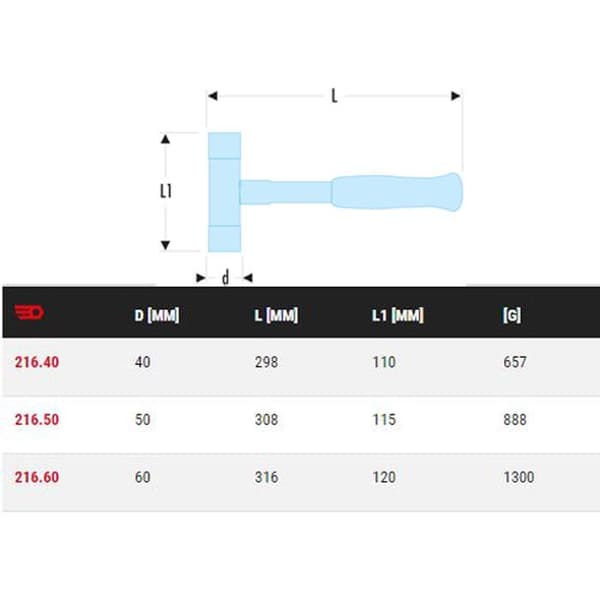 40 mm klubba utan rebound i ett stycke - FACOM - 216.40