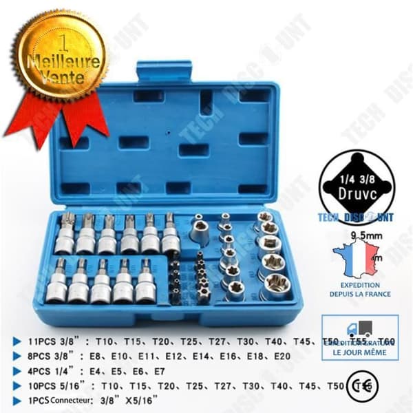 TD® 34PC E-Type Pressure Set Hex Flower E-Type Socket Set 1 Kombinationsväska Driver