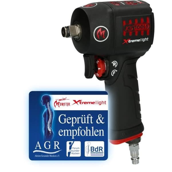 KS Tools Minimonster Xtrem elight 1/2 tryckluftsstötskruvmejsel - 1390 Nm - Svart