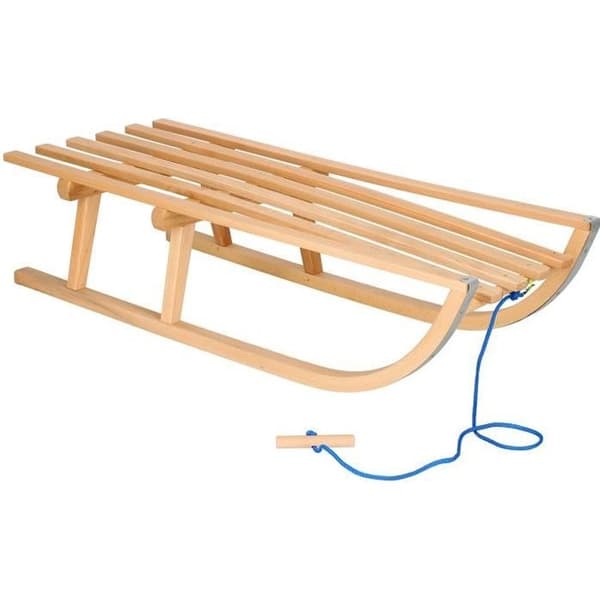 Träsläde - SPRINGOS® - Modell med ryggstöd - Draglina - 89x34x22 cm - Metallrutschbanor
