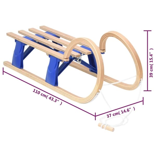 vidaXL Hopfällbar kälke 110 cm plywood